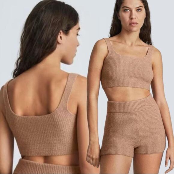 Everlane Cozy Stretch Tank Wool Yak Knit Cropped Soft Top Camel Tan NWT Size XS - Picture 1 of 7